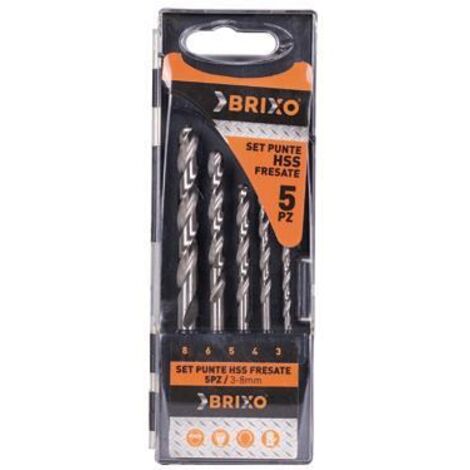 SET PUNTE PER FORARE BRIXO HSS FRESATE 5 PZ MISURE Ø 3-4-5-6-8 MM