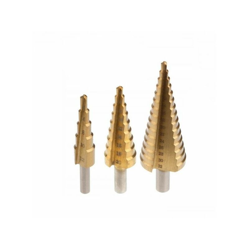 Image of Topolenashop - Set di frese coniche a gradini allargafori per trapano 4-12 4-20 4-32mm