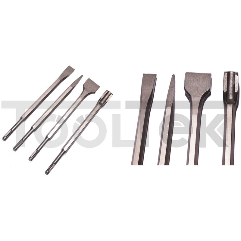 Image of Tooltek - set punte scalpelli 4pz SDS-Plus scalpello 250mm paletta tracce muro