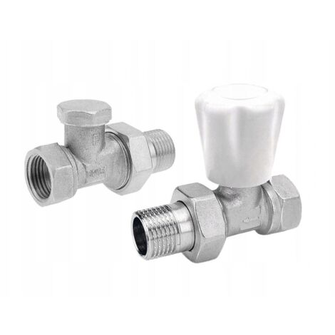Set radiatore dritto 1/2" manopola bianca
