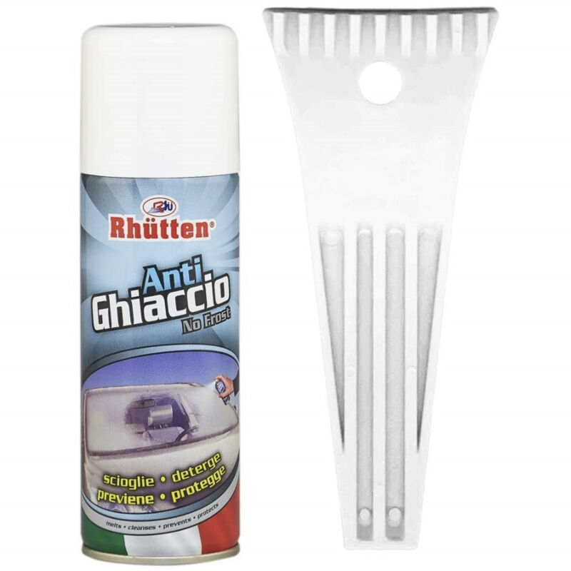 Trade Shop - Set Raschietto + Antighiaccio Raschia Spray Ghiaccio Neve 200ml Parabrezza Auto -