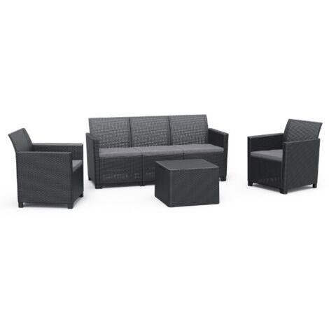 SET RATTAN KETER EMMA LOUNGE 5 POSTI DIVANO TAVOLO E POLTRONE