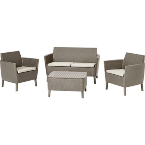 Set rattan salemo lounge keter pp cappuccino cf=pz 4 + cuscini Keter