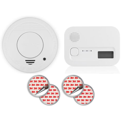 Set Rauchmelder, Kohlenmonoxid-Melder Batteriebetrieben & Magnethalterung