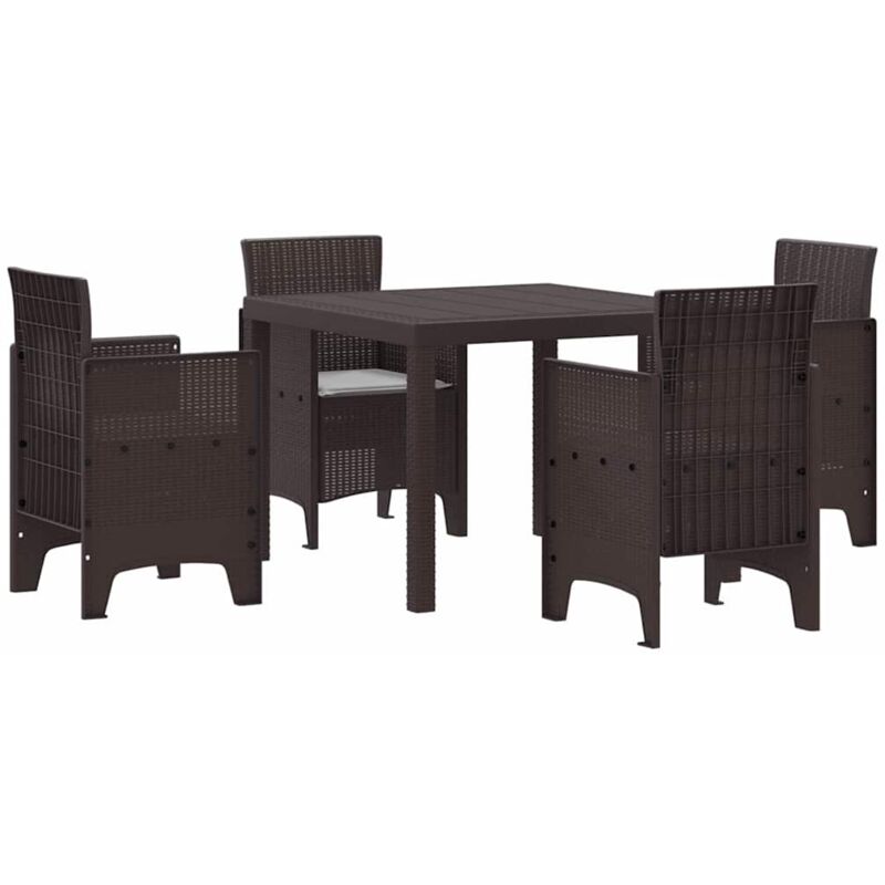 Vidaxl - Set repas jardin 5 pièces avec coussins marron poly rotin