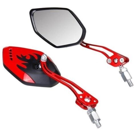 Set Rétroviseurs de moto super clair pivoter de 180° rotation de 360° rouge avec vis 8-10mm
