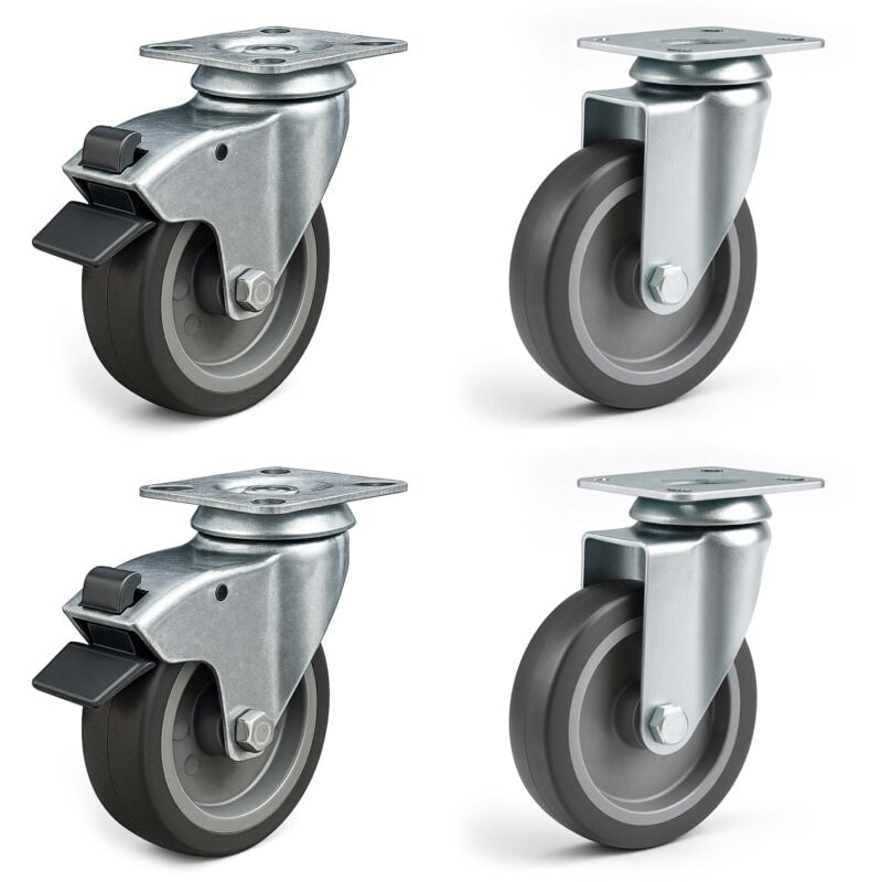Set rotelle piroettanti da trasporto 75 mm 2 con