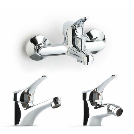 Set rubinetti lavabo bidet e gruppo vasca Jacuzzi Rubinetteria nichel e  nero opaco, Arcshop