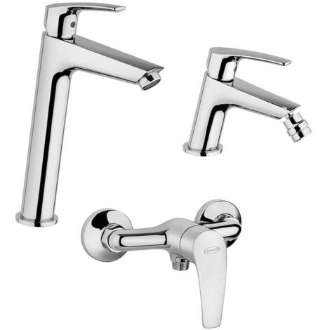 Set rubinetteria Jacuzzi lavabo alto e bidet  per piletta click clack con miscelatore esterno doccia