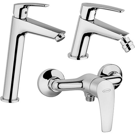 Set Rubinetti Jacuzzi per lavabo alto e bidet senza scarico e doccia esterno serie Lucente cromato