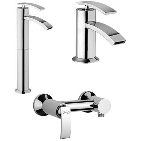 Set Rubinetti Jacuzzi per lavabo alto e bidet senza scarico e doccia esterno serie Ray cromato