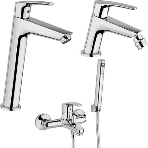Set Rubinetti Jacuzzi per lavabo alto e bidet senza scarico e vasca serie Lucente cromato