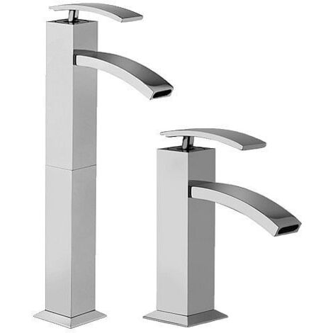 Set Rubinetti Jacuzzi per lavabo alto e bidet senza scarico serie Glint cromato