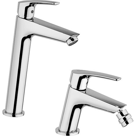 Set Rubinetti Jacuzzi per lavabo alto e bidet senza scarico serie Lucente cromato