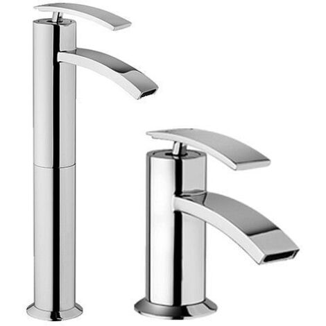 Set Rubinetti Jacuzzi per lavabo alto e bidet senza scarico serie Ray cromato