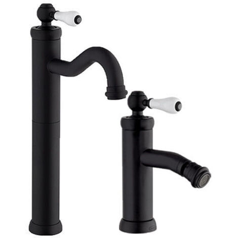 Set Rubinetti Jacuzzi per lavabo alto e bidet senza scarico serie Tosca YO nero opaco