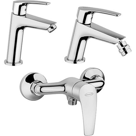 Set Rubinetti Jacuzzi per lavabo e bidet senza scarico e doccia esterno serie Lucente cromato
