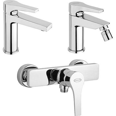 Set Rubinetti Jacuzzi per lavabo e bidet senza scarico e doccia esterno serie Moonlight cromato