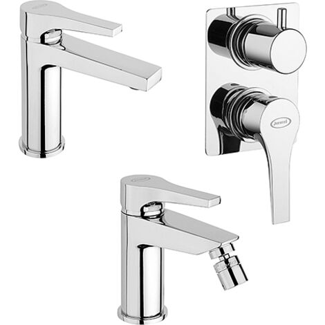 Set Rubinetti Jacuzzi per lavabo e bidet senza scarico e doccia incasso con deviatore serie Moonlight cromato