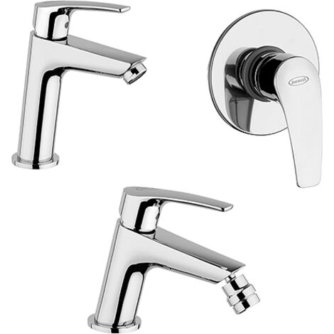 Set Rubinetti Jacuzzi per lavabo e bidet senza scarico e doccia incasso serie Lucente cromato