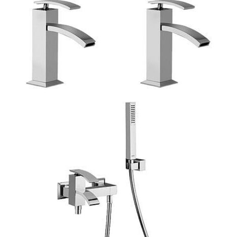 Set Rubinetti Jacuzzi per lavabo e bidet senza scarico e vasca serie Glint cromato