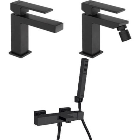 Set Rubinetti Jacuzzi per lavabo e bidet senza scarico e vasca serie Twinkle YO nero opaco