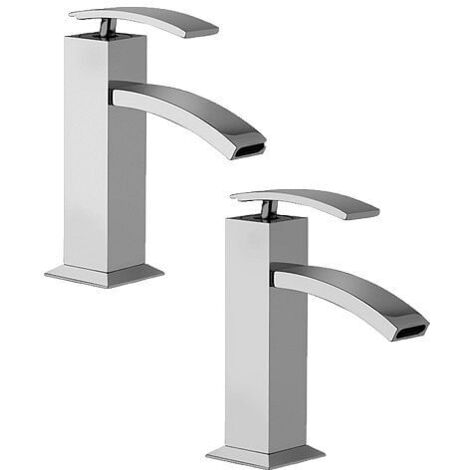 Set Rubinetti Jacuzzi per lavabo e bidet senza scarico serie Glint cromato