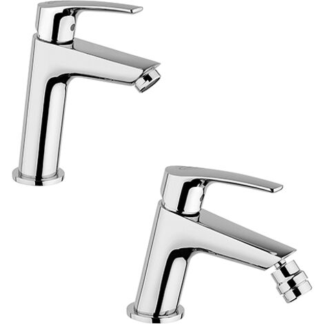 Set Rubinetti Jacuzzi per lavabo e bidet senza scarico serie Lucente cromato