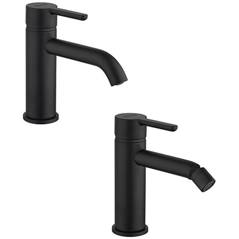 Set Rubinetti Jacuzzi per lavabo e bidet senza scarico serie Sunset YO nero opaco