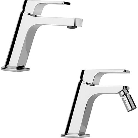 Set Rubinetti Jacuzzi per lavabo e bidet senza scarico serie Twilight cromato