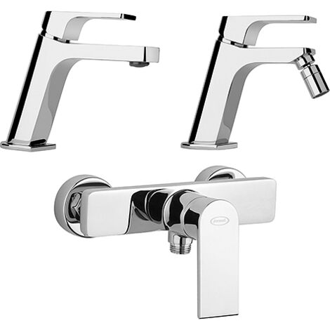Set Rubinetti Jacuzzi per lavabo e bidet senza scarico serie Twilight e doccia esterno cromato