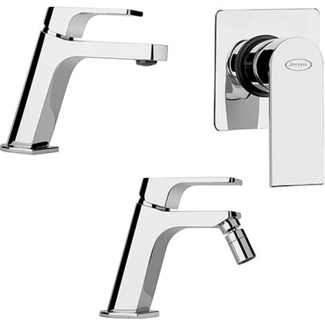 Set Rubinetti Jacuzzi per lavabo e bidet senza scarico serie Twilight e doccia incasso cromato