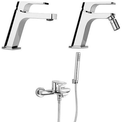 Set Rubinetti Jacuzzi per lavabo e bidet senza scarico serie Twilight e vasca cromato
