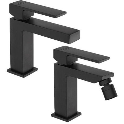 Set Rubinetti Jacuzzi per lavabo e bidet senza scarico serie Twinkle YO nero opaco