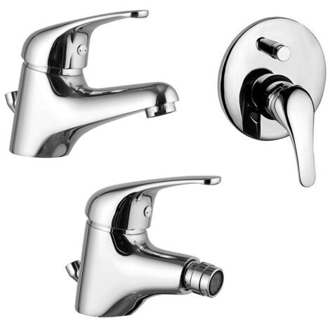 Set rubinetti lavabo, bidet e doccia con deviatore in ottone cromo di Rubinetterie Mariani Linea Astro