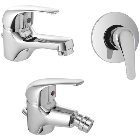 Set rubinetti lavabo bidet e doccia incasso con scarico automatico Kant