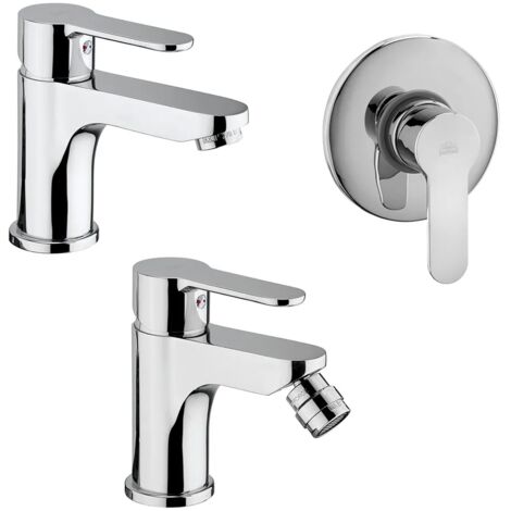 Set rubinetti lavabo bidet e doccia Paffoni Blu in ottone cromato