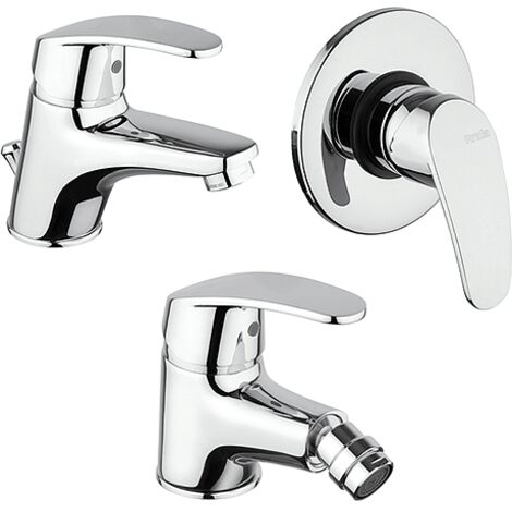 Set Rubinetti Piralla per lavabo e bidet con scarico automatico e doccia incasso serie Ofelia cromato