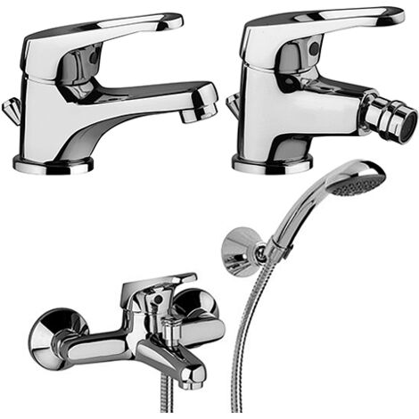 Set Rubinetti Piralla per lavabo e bidet con scarico automatico e vasca serie Naomi cromato