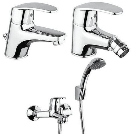 Set Rubinetti Piralla per lavabo e bidet con scarico automatico e vasca serie Ofelia cromato