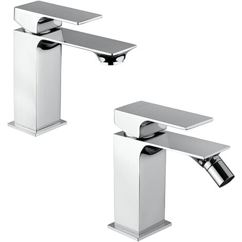 Set Rubinetti Piralla per lavabo e bidet con scarico automatico serie Artic cromato