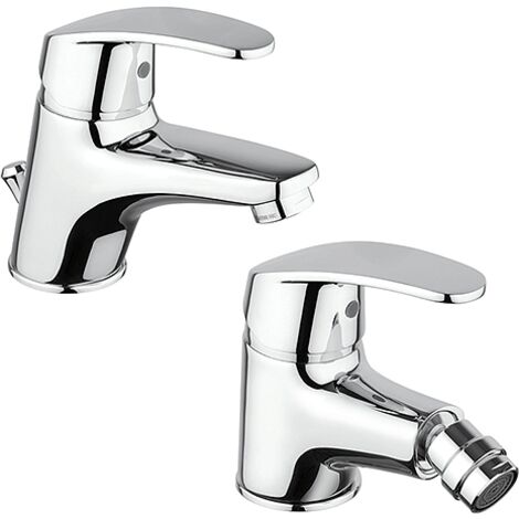 Set Rubinetti Piralla per lavabo e bidet con scarico automatico serie Ofelia cromato