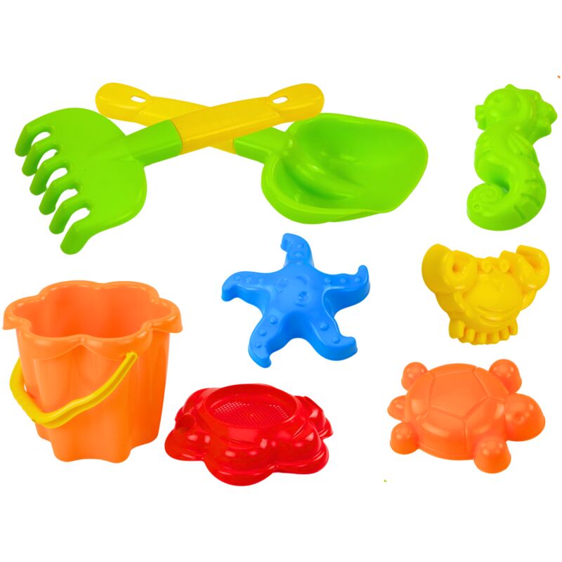 Set Sabbia, Secchiello, Colino, Stampi, 8 pezzi