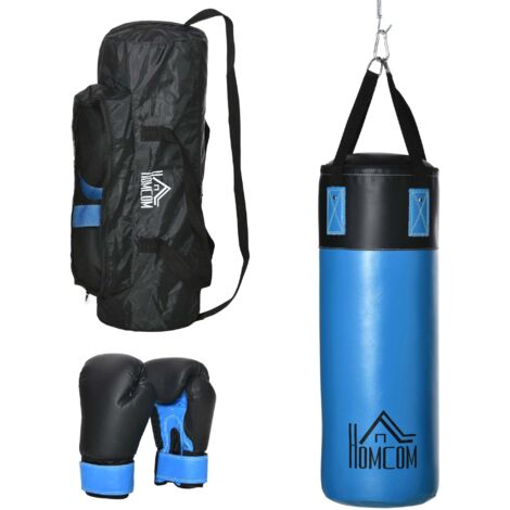 Set Sacco da Boxe da Appendere Sacco per Pugilato a 3 Strati Guantoni e Borsa di Trasporto Blu