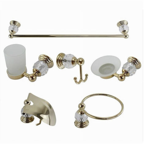 Set Salle De Bain 6pcs Verre Sculpté 69202 Porte Serviette Rouleau Verre Porte Brosse à Dents