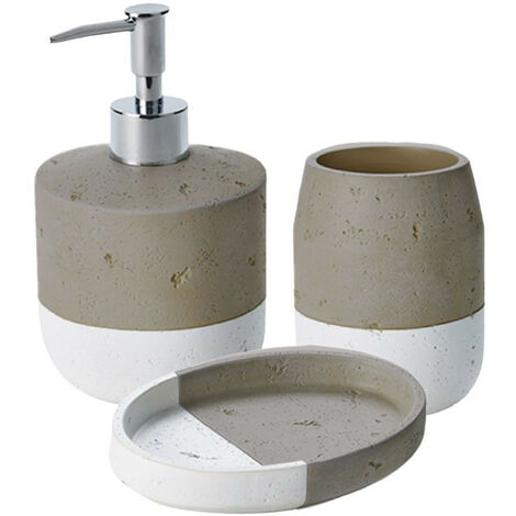 Set salle de bain bicolore 3 pièces céramique taupe