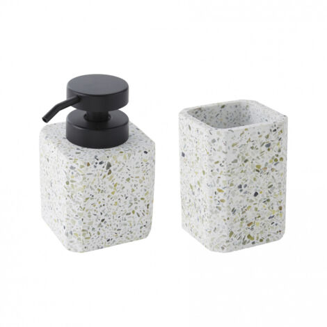 Set salle de bain terrazzo 2 pièces distributeur vert