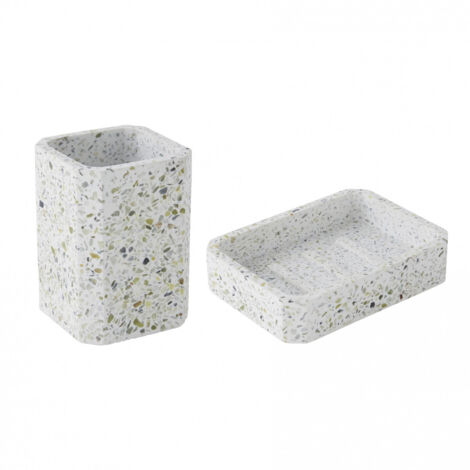 Set salle de bain terrazzo 2 pièces porte-savon vert