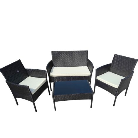 Set Salotto da Esterno con Poltrone Divanetto Cuscini e Tavolino Caffè
