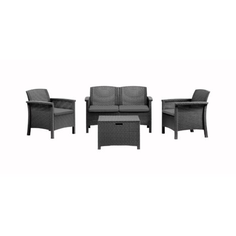 Set Salotto da Esterno Dbjarnaso, Salottino Outdoor 2 Posti, un Tavolino Made in Italy, Nero